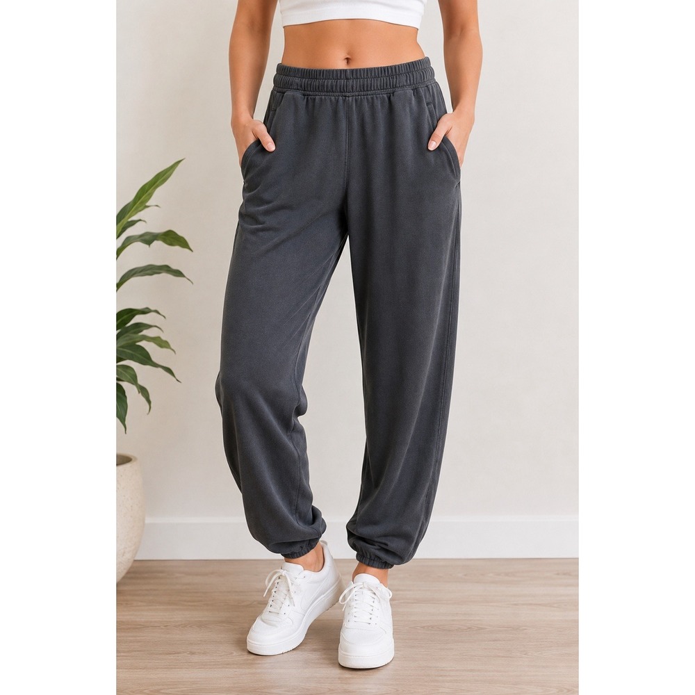 Anthropologie Gray Jogger Pants Elastic Waist Pull On Ankle Length Casual M
